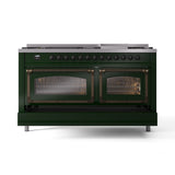 ILVE 60-Inch Nostalgie II Noblesse Natural Gas Dual Fuel Range   in Emerald Green with Bronze Trim (UN60FNMPEGB)