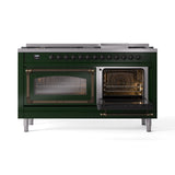 ILVE 60-Inch Nostalgie II Noblesse Natural Gas Dual Fuel Range   in Emerald Green with Bronze Trim (UN60FNMPEGB)