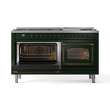 ILVE 60-Inch Nostalgie II Noblesse Natural Gas Dual Fuel Range   in Emerald Green with Bronze Trim (UN60FNMPEGB)