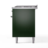 ILVE 60-Inch Nostalgie II Natural Gas Dual Fuel Range with 9 Burners, Griddle and Triple Glass Door Oven in Emerald Green with Chrome Trim (UP60FNMPEGC)
