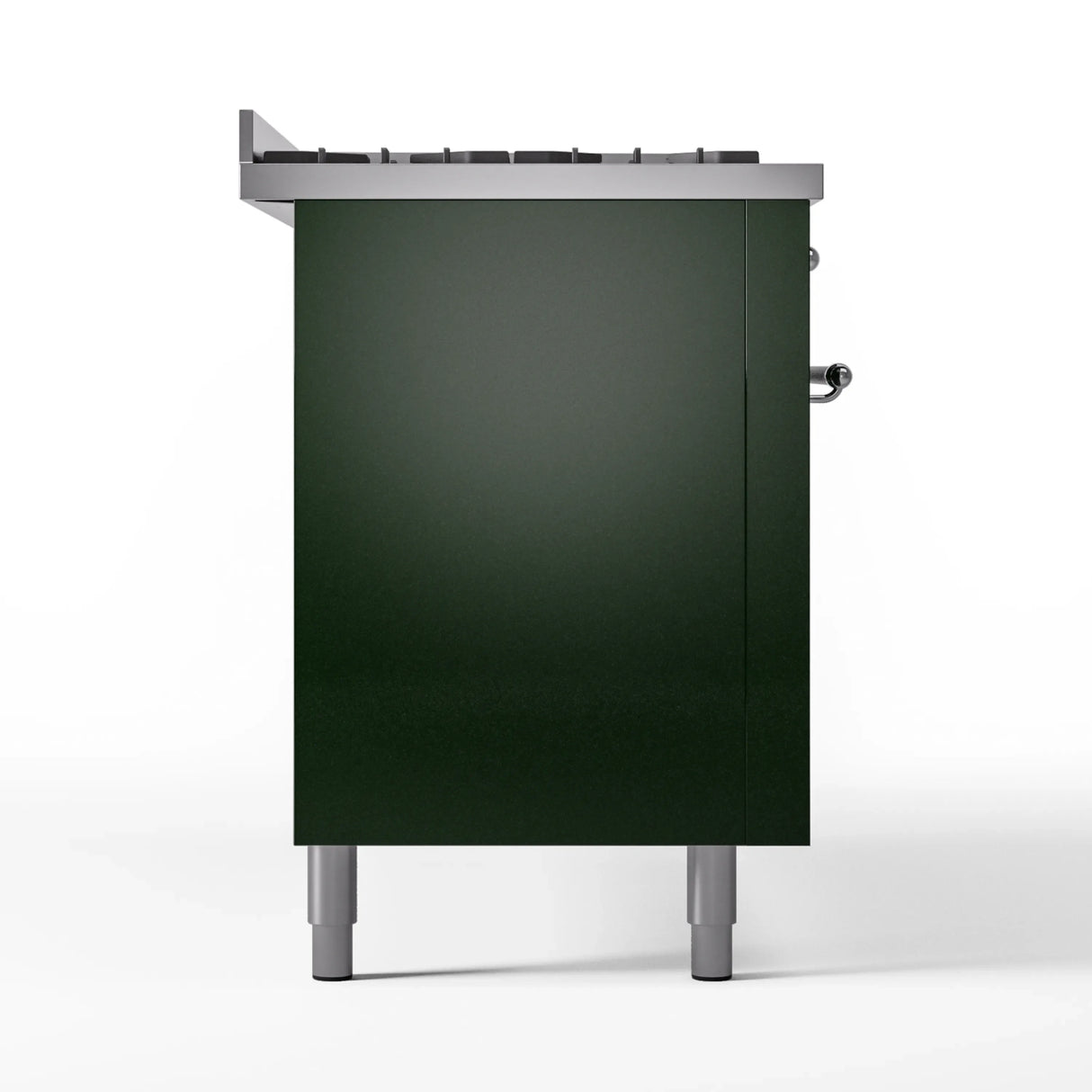 ILVE 60-Inch Nostalgie II Natural Gas Dual Fuel Range with 9 Burners, Griddle and Triple Glass Door Oven in Emerald Green with Chrome Trim (UP60FNMPEGC)