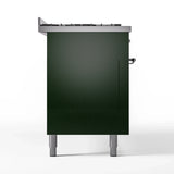 ILVE 60-Inch Nostalgie II Natural Gas Dual Fuel Range with 9 Burners, Griddle and Triple Glass Door Oven in Emerald Green with Chrome Trim (UP60FNMPEGC)