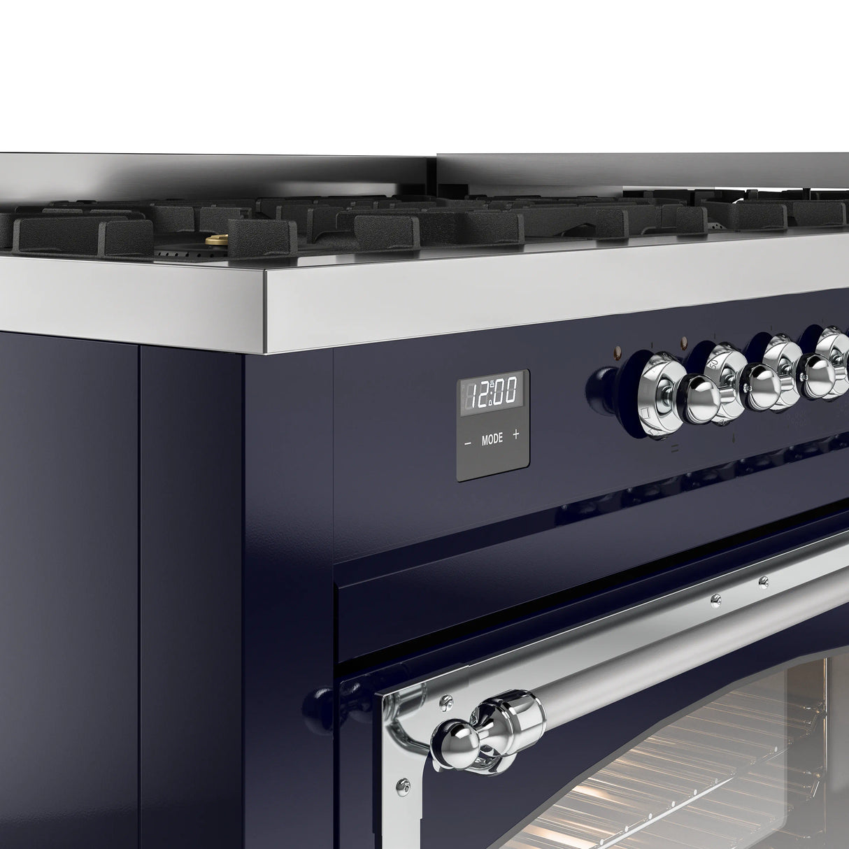 ILVE 60-Inch Nostalgie II Noblesse Natural Gas Dual Fuel Range   in Midnight Blue with Chrome Trim (UN60FNMPMBC)