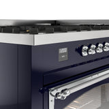 ILVE 60-Inch Nostalgie II Noblesse Natural Gas Dual Fuel Range   in Midnight Blue with Chrome Trim (UN60FNMPMBC)