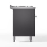 ILVE 60-Inch Nostalgie II Propane Gas Dual Fuel Range with 9 Burners, Griddle and Triple Glass Door Oven in Matte Graphite with Chrome Trim (UP60FNMPMGCLP)
