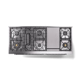 ILVE 60-Inch Nostalgie II Propane Gas Dual Fuel Range with 9 Burners, Griddle and Triple Glass Door Oven in Matte Graphite with Chrome Trim (UP60FNMPMGCLP)