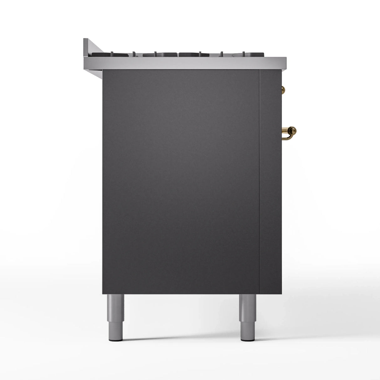 ILVE 60-Inch Nostalgie II Propane Gas Dual Fuel Range with 9 Burners, Griddle and Triple Glass Door Oven in Matte Graphite with Brass Trim (UP60FNMPMGGLP)