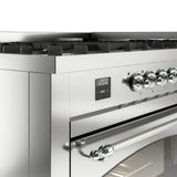 ILVE 60-Inch Nostalgie II Natural Gas Dual Fuel Range with 9 Burners, Griddle and Triple Glass Door Oven in Stainless Steel with Chrome Trim (UP60FNMPSSC)