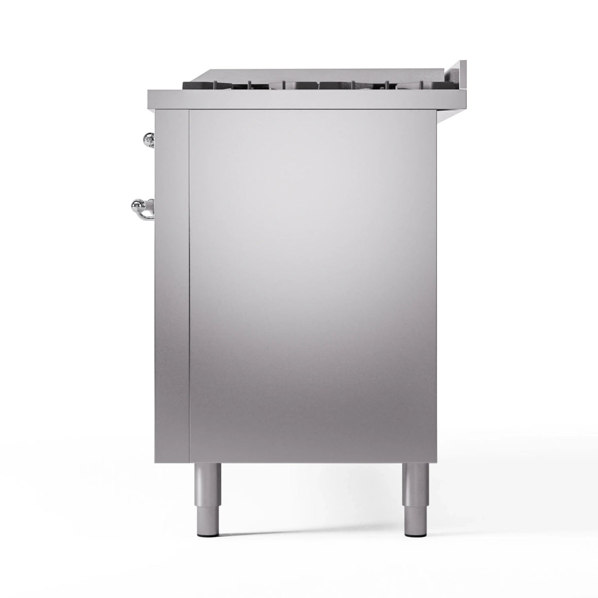 ILVE 60-Inch Nostalgie II Natural Gas Dual Fuel Range with 9 Burners, Griddle and Triple Glass Door Oven in Stainless Steel with Chrome Trim (UP60FNMPSSC)
