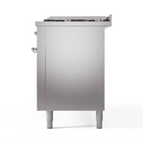 ILVE 60-Inch Nostalgie II Natural Gas Dual Fuel Range with 9 Burners, Griddle and Triple Glass Door Oven in Stainless Steel with Chrome Trim (UP60FNMPSSC)