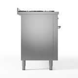 ILVE 60-Inch Nostalgie II Natural Gas Dual Fuel Range with 9 Burners, Griddle and Triple Glass Door Oven in Stainless Steel with Chrome Trim (UP60FNMPSSC)