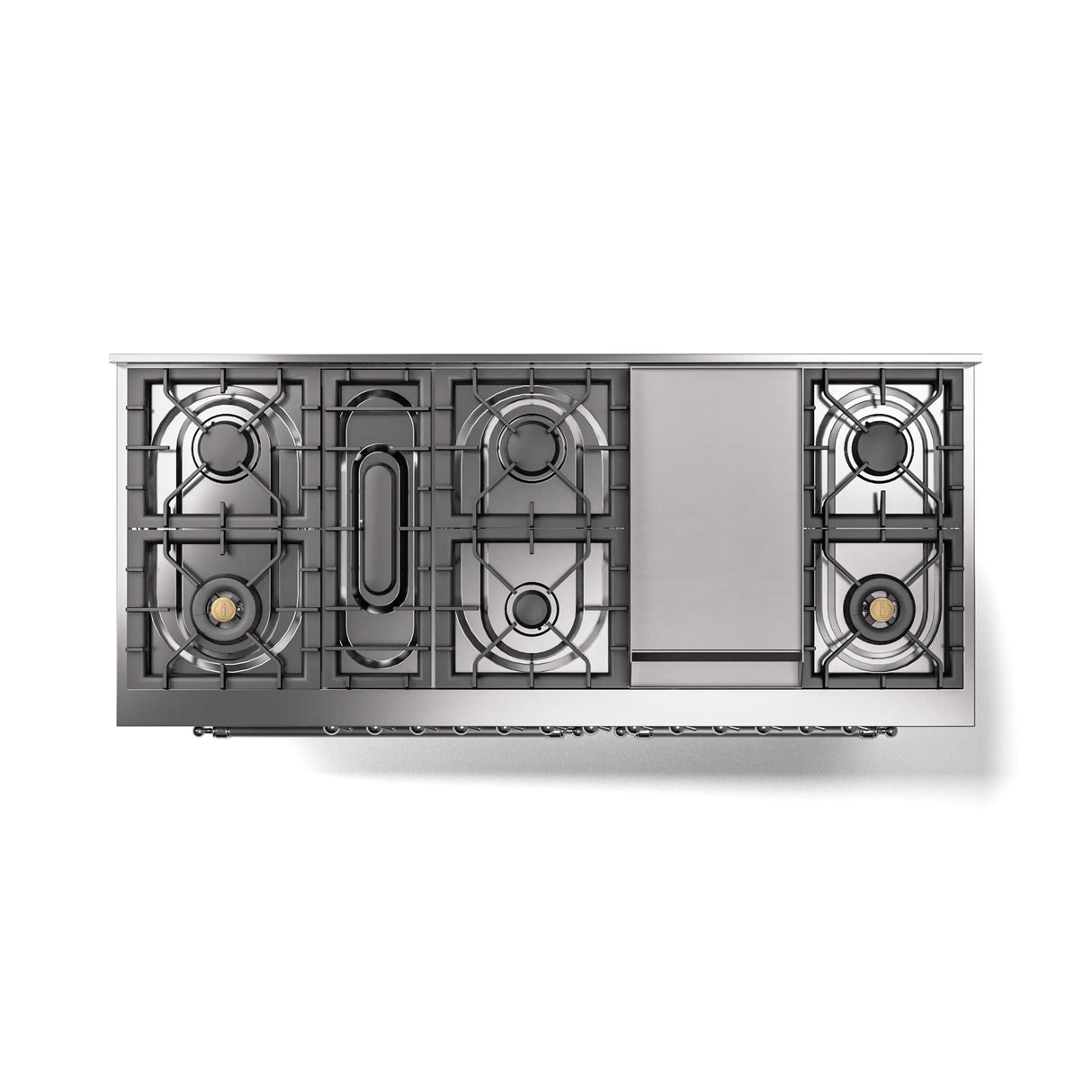 ILVE 60-Inch Nostalgie II Natural Gas Dual Fuel Range with 9 Burners, Griddle and Triple Glass Door Oven in Stainless Steel with Chrome Trim (UP60FNMPSSC)