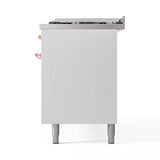 ILVE 60-Inch Nostalgie II Natural Gas Dual Fuel Range with 9 Burners, Griddle and Triple Glass Door Oven in White with Copper Trim (UP60FNMPWHP)