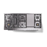 ILVE 60-inch Professional Plus II Natural Gas Dual Fuel Range with 9 Burners, Griddle, and Solid Door Oven in Blue Grey (UP60FQMPBG)