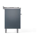 ILVE 60-inch Professional Plus II Natural Gas Dual Fuel Range with 9 Burners, Griddle, and Solid Door Oven in Blue Grey (UP60FQMPBG)