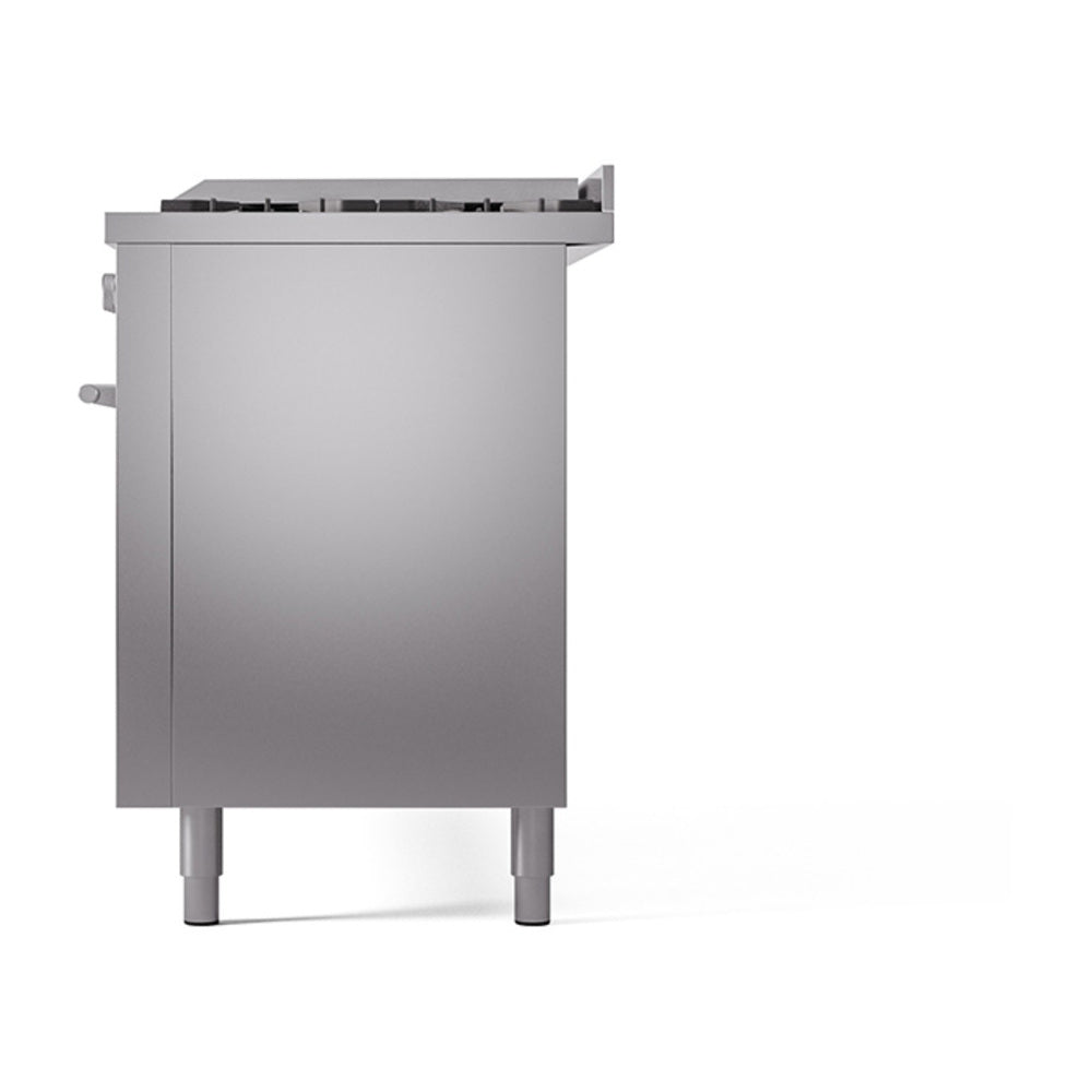 ILVE 60-inch Professional Plus II Propane Gas Dual Fuel Range with 9 Burners, Griddle, and Solid Door Oven in Stainless Steel (UP60FQMPSSLP)