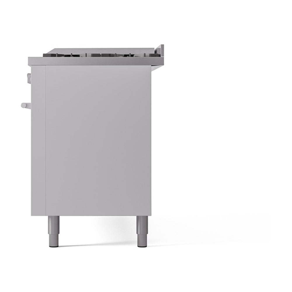 ILVE 60-inch Professional Plus II Natural Gas Dual Fuel Range with 9 Burners, Griddle, and Solid Door Oven in White (UP60FQMPWH)
