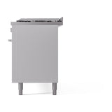 ILVE 60-inch Professional Plus II Natural Gas Dual Fuel Range with 9 Burners, Griddle, and Solid Door Oven in White (UP60FQMPWH)