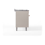 ILVE 60-Inch Nostalgie II Natural Gas Dual Fuel Range with 9 Burners, Griddle and Solid Door Oven in Antique White with Copper Trim (UP60FQNMPAWP)
