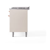 ILVE 60-Inch Nostalgie II Natural Gas Dual Fuel Range with 9 Burners, Griddle and Solid Door Oven in Antique White with Copper Trim (UP60FQNMPAWP)