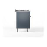 ILVE 60-Inch Nostalgie II Propane Gas Dual Fuel Range with 9 Burners, Griddle and Solid Door Oven in Blue Grey with Chrome Trim (UP60FQNMPBGCLP)