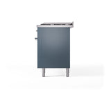 ILVE 60-Inch Nostalgie II Propane Gas Dual Fuel Range with 9 Burners, Griddle and Solid Door Oven in Blue Grey with Chrome Trim (UP60FQNMPBGCLP)