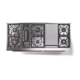 ILVE 60-Inch Nostalgie II Propane Gas Dual Fuel Range with 9 Burners, Griddle and Solid Door Oven in Burgundy with Copper Trim (UP60FQNMPBUPLP)