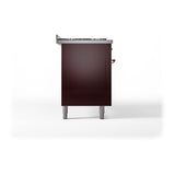 ILVE 60-Inch Nostalgie II Propane Gas Dual Fuel Range with 9 Burners, Griddle and Solid Door Oven in Burgundy with Copper Trim (UP60FQNMPBUPLP)