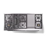ILVE 60-Inch Nostalgie II Propane Gas Dual Fuel Range with 9 Burners, Griddle, and Solid Door Oven in Matte Graphite with Chrome Trim (UP60FQNMPMGCLP)