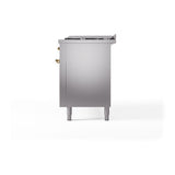 ILVE 60-Inch Nostalgie II Propane Gas Dual Fuel Range with 9 Burners, Griddle, and Solid Door Oven in Stainless Steel with Brass Trim (UP60FQNMPSSGLP)