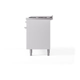 ILVE 60-Inch Nostalgie II Propane Gas Dual Fuel Range with 9 Burners, Griddle, and Solid Door Oven in White with Chrome Trim (UP60FQNMPWHCLP)