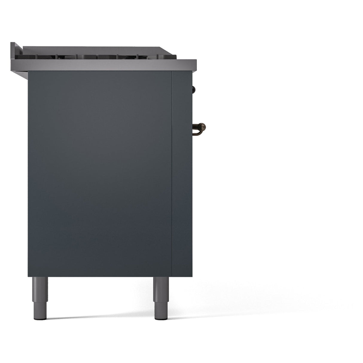 ILVE Nostalgie II 60-Inch Propane Gas Dual Fuel Range with 7 Burners, Griddle, & French Top with Triple Glass Door Oven in Blue Grey with Bronze Trim (UP60FSNMPBGBLP)