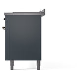 ILVE Nostalgie II 60-Inch Propane Gas Dual Fuel Range with 7 Burners, Griddle, & French Top with Triple Glass Door Oven in Blue Grey with Bronze Trim (UP60FSNMPBGBLP)