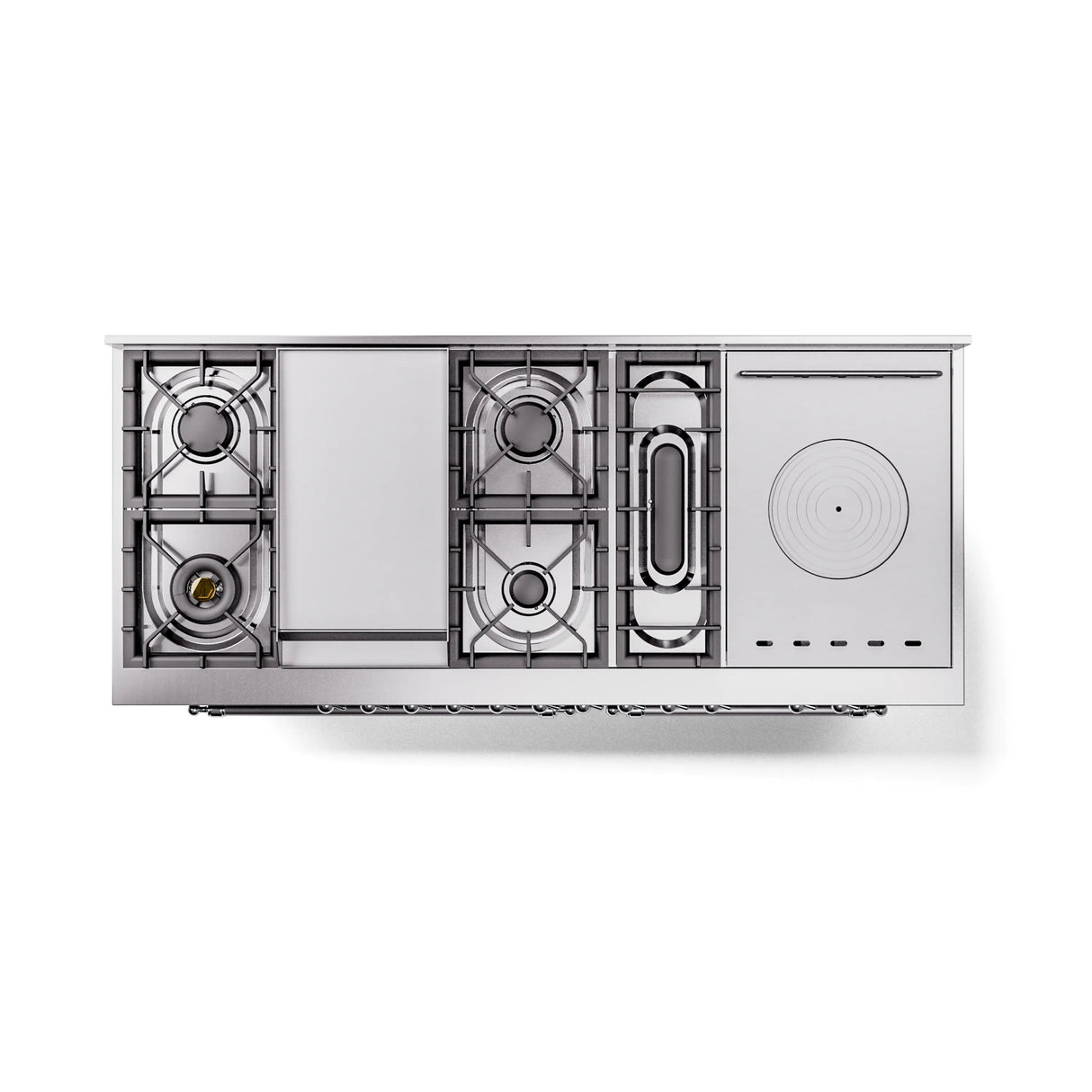 ILVE 60-Inch Nostalgie II Noblesse Natural Gas Dual Fuel Range with 7 Sealed Burners, Griddle, French Top and Triple Glass Door Oven in Glossy Black with Chrome Trim (UN60FSNMPBKC)