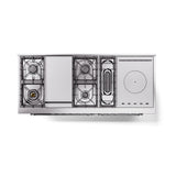 ILVE 60-Inch Nostalgie II Noblesse Natural Gas Dual Fuel Range with 7 Sealed Burners, Griddle, French Top and Triple Glass Door Oven in Glossy Black with Chrome Trim (UN60FSNMPBKC)