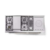 ILVE 60-Inch Nostalgie II Noblesse Natural Gas Dual Fuel Range with 7 Sealed Burners, Griddle, French Top, and Triple Glass Door Oven in Midnight Blue with Bronze Trim (UN60FSNMPMBB)