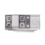 ILVE 60-Inch Nostalgie II Noblesse Propane Gas Dual Fuel Range with 7 Sealed Burners, Griddle, French Top and Triple Glass Door Oven in Stainless Steel with Copper Trim (UN60FSNMPSSPLP)