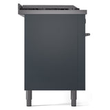 ILVE Professional Plus II 60-Inch Natural Gas Dual Fuel Range with 7 Burners, Griddle, & French Top with Solid Door Oven in Blue Grey (UP60FSQMPBG)