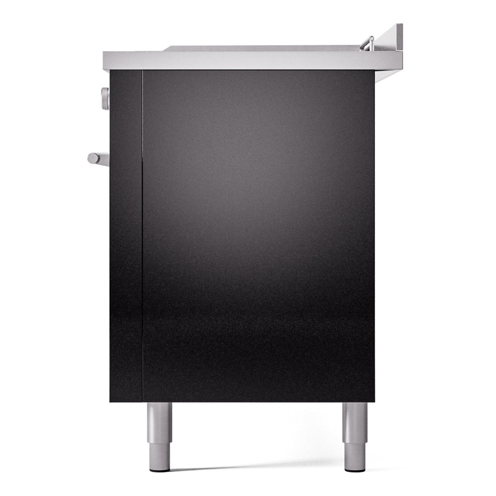 ILVE Professional Plus II 60-Inch Propane Gas Dual Fuel Range with 7 Burners, Griddle, & French Top with Solid Door Oven in Glossy Black (UP60FSQMPBKLP)