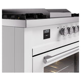 ILVE Professional Plus II 60-Inch Natural Gas Dual Fuel Range with 7 Burners, Griddle, & French Top with Solid Door Oven in White (UP60FSQMPWH)