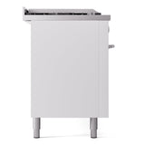 ILVE Professional Plus II 60-Inch Natural Gas Dual Fuel Range with 7 Burners, Griddle, & French Top with Solid Door Oven in White (UP60FSQMPWH)