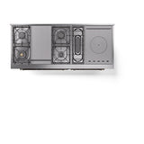 ILVE Nostalgie II 60-Inch Propane Gas Dual Fuel Range with 7 Burners, Griddle, & French Top with Solid Door Oven in Blue Grey with Bronze Trim (UP60FSQNMPBGBLP)