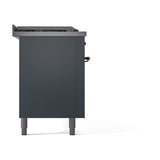 ILVE Nostalgie II 60-Inch Propane Gas Dual Fuel Range with 7 Burners, Griddle, & French Top with Solid Door Oven in Blue Grey with Bronze Trim (UP60FSQNMPBGBLP)