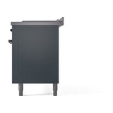 ILVE Nostalgie II 60-Inch Propane Gas Dual Fuel Range with 7 Burners, Griddle, & French Top with Solid Door Oven in Blue Grey with Bronze Trim (UP60FSQNMPBGBLP)