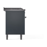 ILVE Nostalgie II 60-Inch Propane Gas Dual Fuel Range with 7 Burners, Griddle, & French Top with Solid Door Oven in Blue Grey with Chrome Trim (UP60FSQNMPBGCLP)