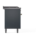 ILVE Nostalgie II 60-Inch Propane Gas Dual Fuel Range with 7 Burners, Griddle, & French Top with Solid Door Oven in Blue Grey with Brass Trim (UP60FSQNMPBGGLP)