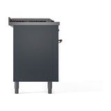 ILVE Nostalgie II 60-Inch Propane Gas Dual Fuel Range with 7 Burners, Griddle, & French Top with Solid Door Oven in Blue Grey with Copper Trim (UP60FSQNMPBGPLP)