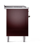 ILVE Nostalgie II 60-Inch Propane Gas Dual Fuel Range with 7 Burners, Griddle, & French Top with Solid Door Oven in Burgundy with Bronze Trim (UP60FSQNMPBUBLP)