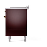 ILVE Nostalgie II 60-Inch Propane Gas Dual Fuel Range with 7 Burners, Griddle, & French Top with Solid Door Oven in Burgundy with Brass Trim (UP60FSQNMPBUGLP)