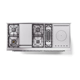 ILVE Nostalgie II 60-Inch Propane Gas Dual Fuel Range with 7 Burners, Griddle, & French Top with Solid Door Oven in Emerald Green with Chrome Trim (UP60FSQNMPEGCLP)